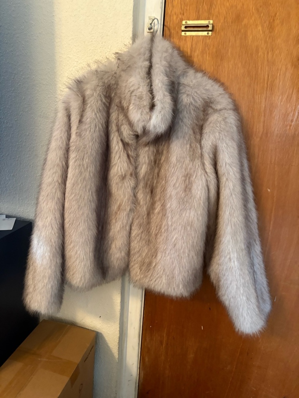 Lux Faux Fur Hooded Jacket - Grey